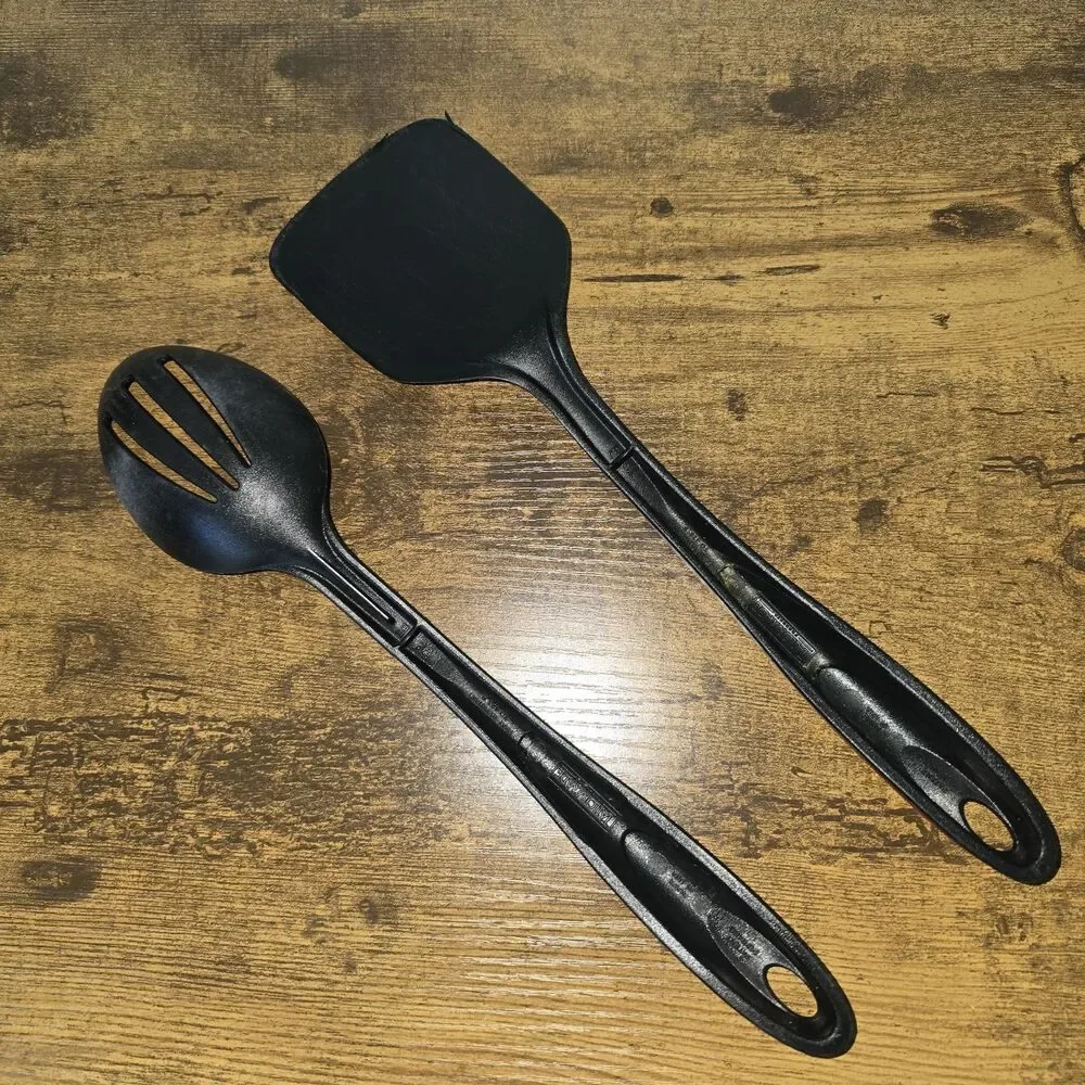 Vintage Tailor Made Products Red/Black Nylon Cooking Spoon & Slotted Spatula 12
